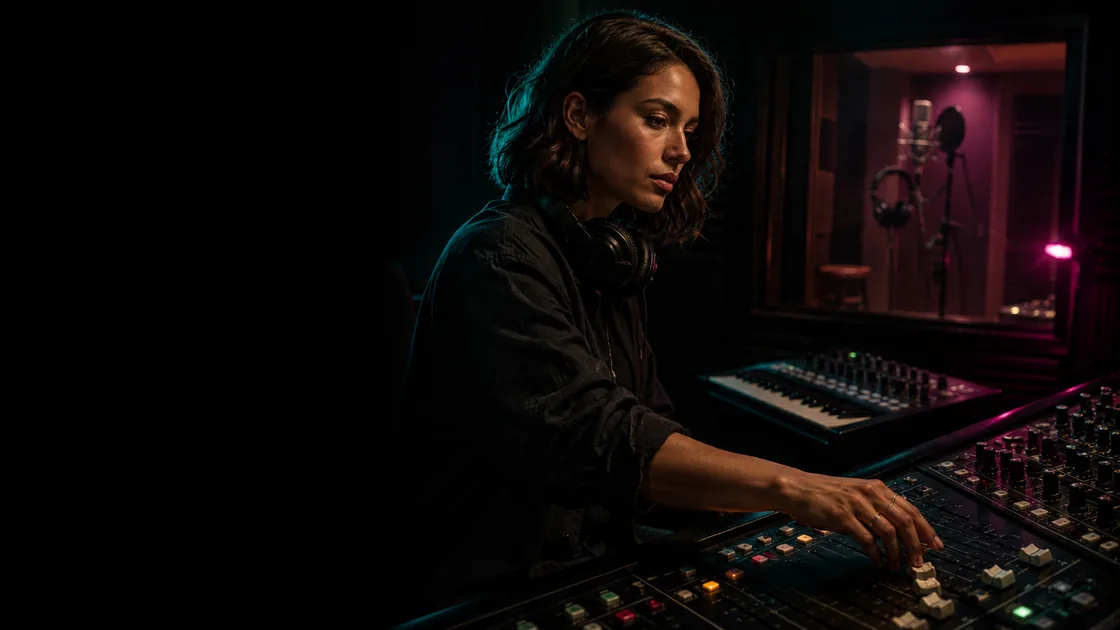 A producer adding new instrumental and vocal layers in a studio