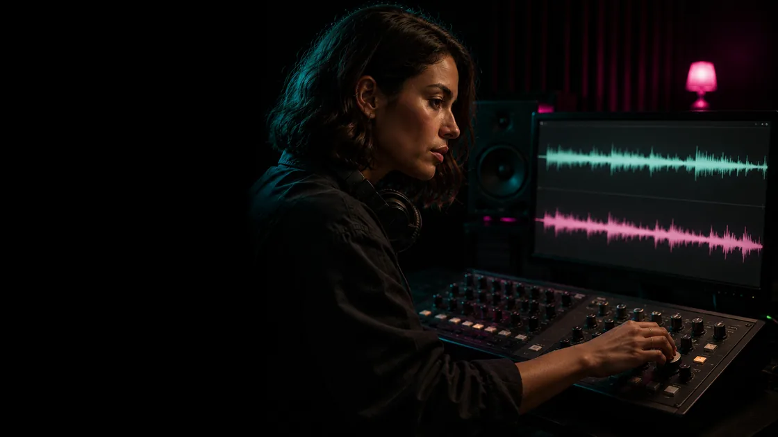 A studio engineer separating a vocal track from an instrumental