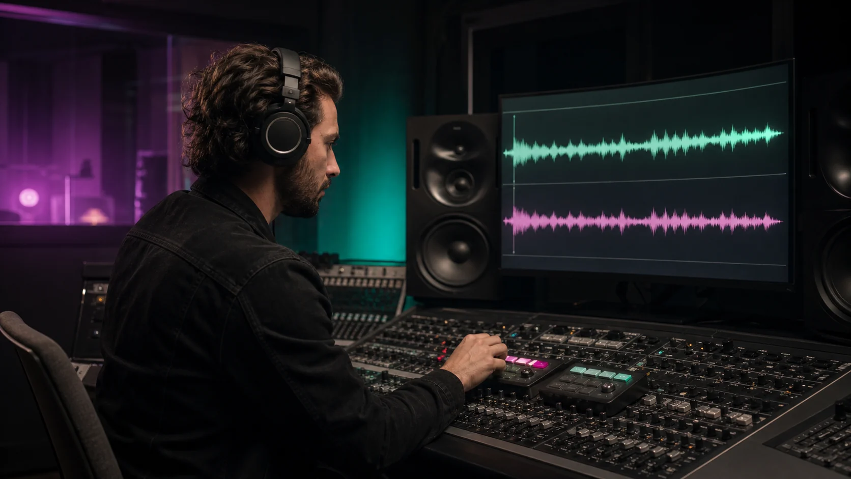 Music creator listening and comparing two complete audio versions